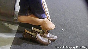 Candid Nylon Feet And Shoe Play Fetish