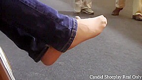 Candid Nylon Feet And Shoe Play Fetish