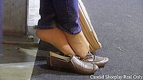 Candid Nylon Feet And Shoe Play Fetish