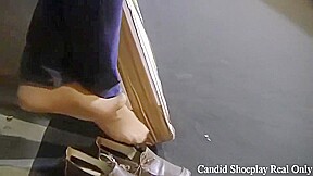 Candid Nylon Feet And Shoe Play Fetish
