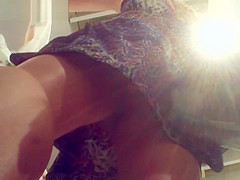 Candid Upskirt Shows Of Redhead Tries The Shoes On
