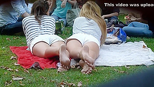 Candid blonde soles in the park!