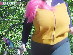 Candy Running Topless Outside