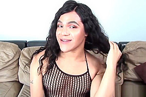 Casting tgirl strips and jerks her hard cock