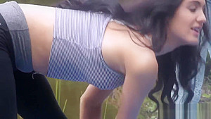 Cfnm hotties tugging dick outdoors