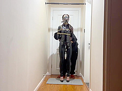 Chinese Leather Suit Bondage And Breathplay