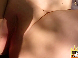 Chubby amateur fucked outdoor in public POV by sex date dude