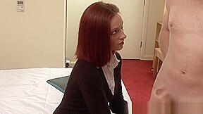 Classy Cfnm Redhead Jerking Off Lucky Cock