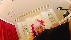 Classy Japanese woman in cosplay blowing big dick in POV
