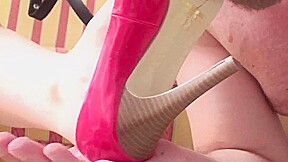 Cleaning her shoes as a good pet by Foot Girls