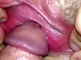Clear fuck in stretch hole in pussy