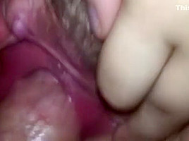 Clear fuck in stretch hole in pussy