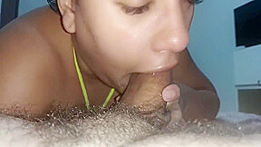 Close Up Naughty Woman Devouring A Hard Cock, Smearing The Cock With Her Spit