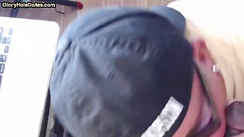 Cock starving gloryhole DILF sucks penis in homemade closeup