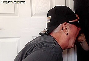 Cocksucking gloryhole DILF blows BFs hard cock at his home
