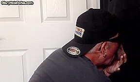 Cocksucking gloryhole DILF blows BFs hard cock at his home