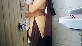 College Girl Make Fun With Boyfriend At Colleges Bathroom
