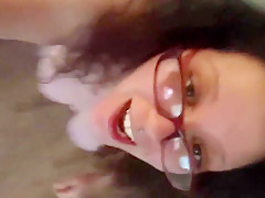 College student 18+ Trying Out Her New 10 Inch Dildo