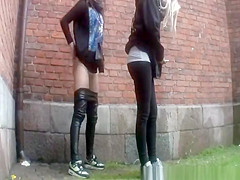 Compilation of women peeing outdoors in public