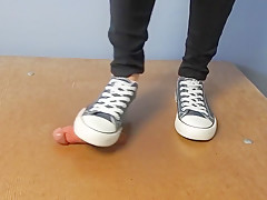 Converse cockcrush and shoejob with cumshot