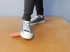 Converse cockcrush and shoejob with cumshot