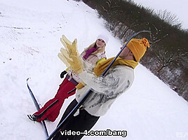 Couple goes hard after a day of skiing her pussy will never be the same - BANG!