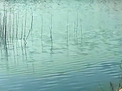 Couple lakeside sex play
