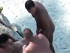 Couple tries trio sex on Beach