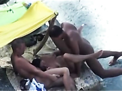 Couple tries trio sex on Beach