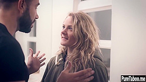 Crazy blonde MILF tricked naive guy after he seen her