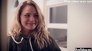 Crazy blonde MILF tricked naive guy after he seen her