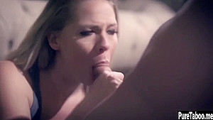 Crazy blonde MILF tricked naive guy after he seen her