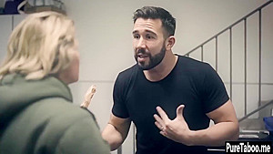 Crazy blonde MILF tricked naive guy after he seen her