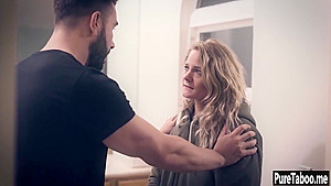 Crazy blonde MILF tricked naive guy after he seen her