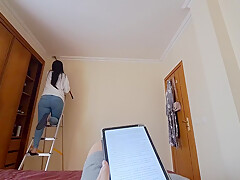 Creamy Latina Maid In Jeans And Flip Flops Is Seduced With A Massage
