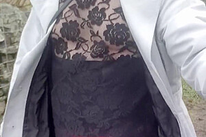 Crossdresser Takes A Walk On A Windy Lane