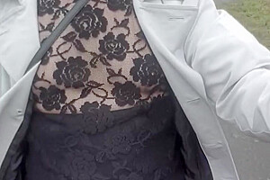 Crossdresser Takes A Walk On A Windy Lane