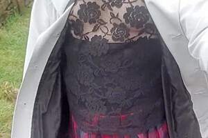 Crossdresser Takes A Walk On A Windy Lane