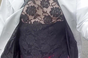 Crossdresser Takes A Walk On A Windy Lane
