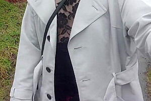 Crossdresser Takes A Walk On A Windy Lane