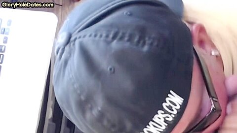 Cum greedy gloryhole DILF sucks cock in homemade closeup