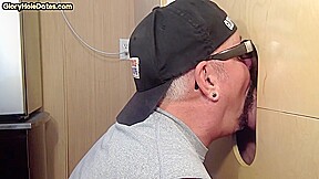 Cum loving gloryhole DILF sucks BFs cock in homemade video