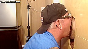 Cum loving gloryhole DILF sucks hard white rod at home