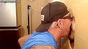 Cum loving gloryhole DILF sucks hard white rod at home