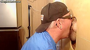 Cum loving gloryhole DILF sucks hard white rod at home