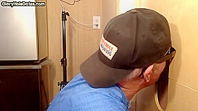 Cum loving gloryhole DILF sucks hard white rod at home