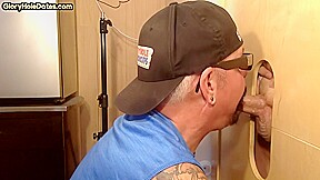Cum loving gloryhole DILF sucks hard white rod at home