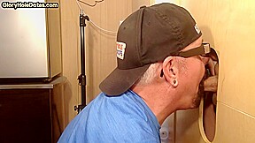 Cum loving gloryhole DILF sucks hard white rod at home
