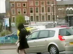 Curvy British girl gladly shows her breasts in public