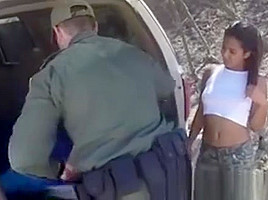 Cute Ebony teen 18+ Gets Pounded In The Back Of A Patrol Car